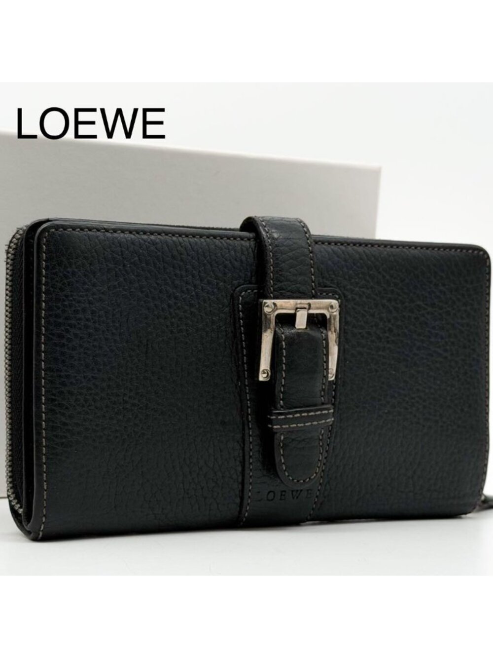 Loewe Senda Wallet Black Zip Around Leather